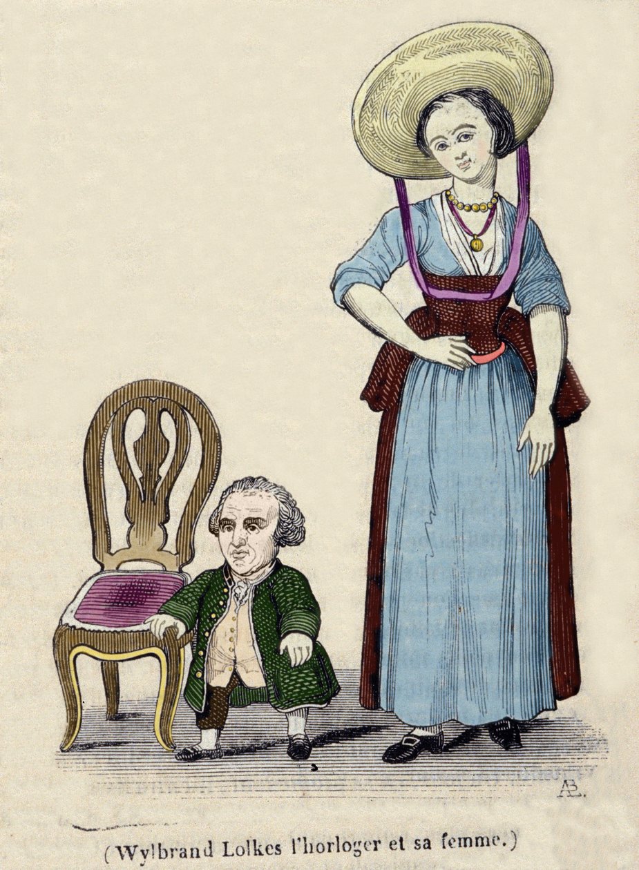 The watchmaker Wylbrand Lolkes with his wife. 19th century engraving by Unknown artist
