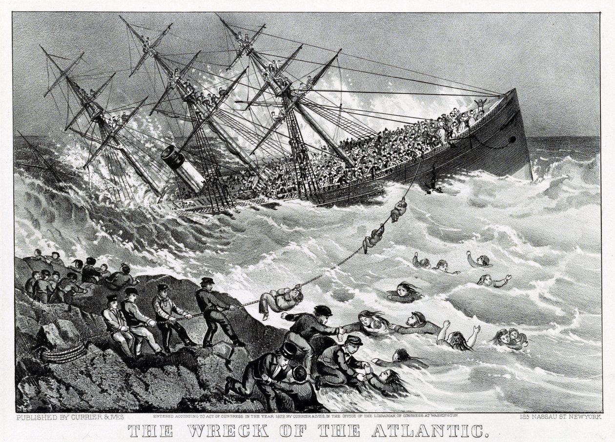 The wreck of the RMS Atlantic on the coast of Nova Scotia by Unknown artist
