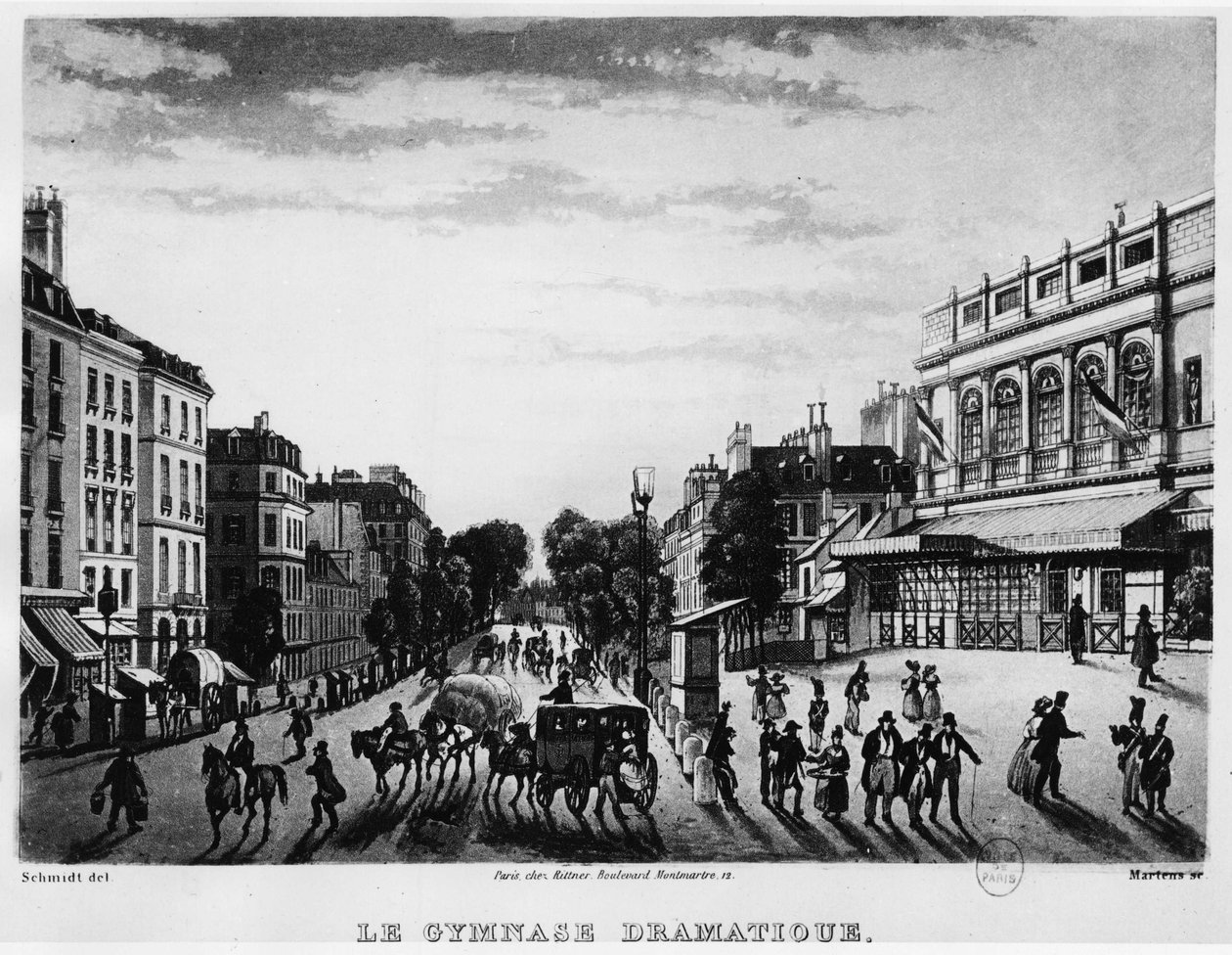 Theatre: The Dramatic Gymnasium of Boulevard Bonne Nouvelle (engraving) by Unknown artist