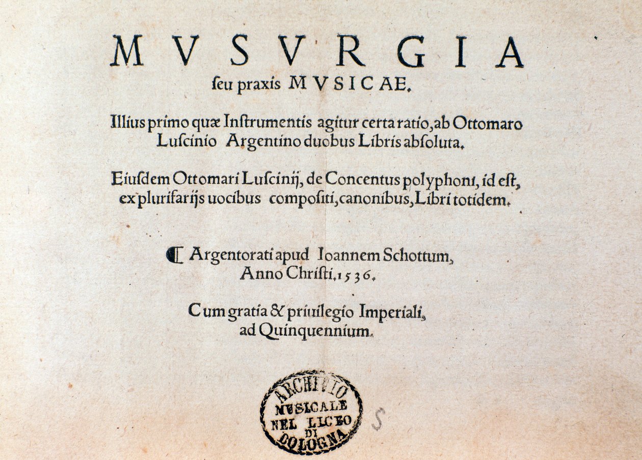 Title page of Musurgia practical manual of music by Unknown artist