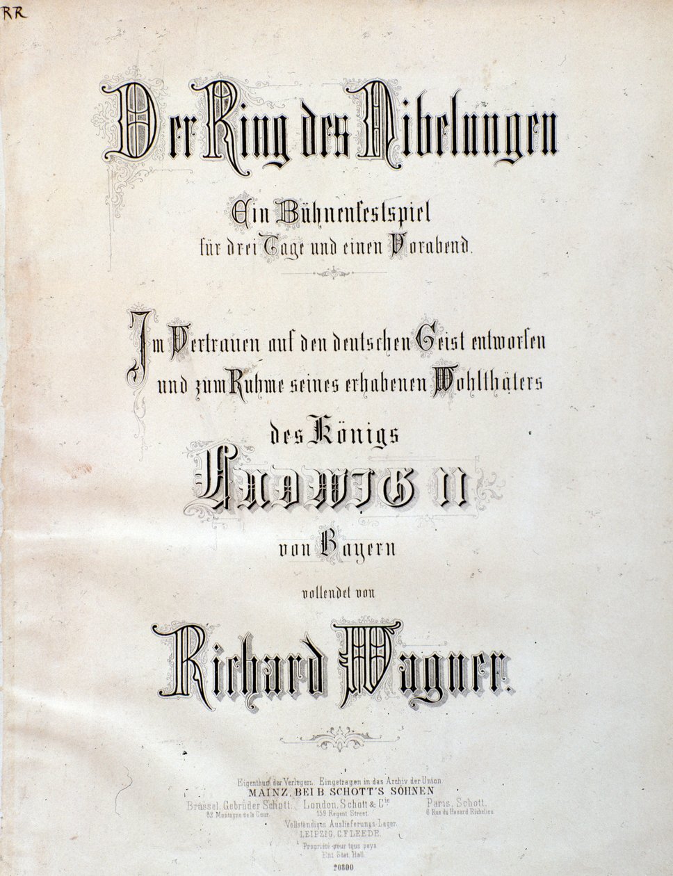 Title Page of Musical Score of Der Ring des Nibelungen by Wagner by Unknown artist