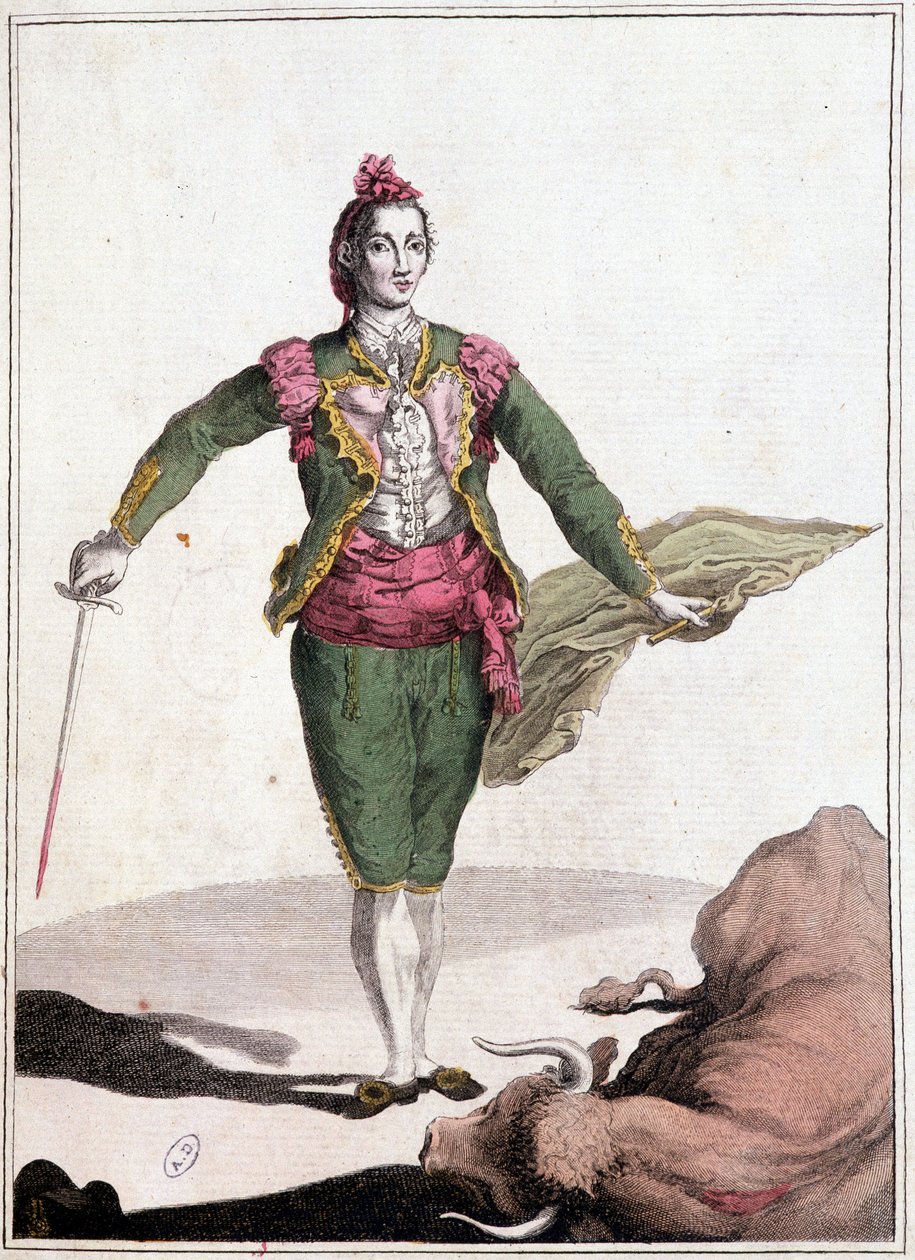 Toreador costume, the famous Joaquin Costillares, after overthrowing the bull, in 1825 by Unknown artist
