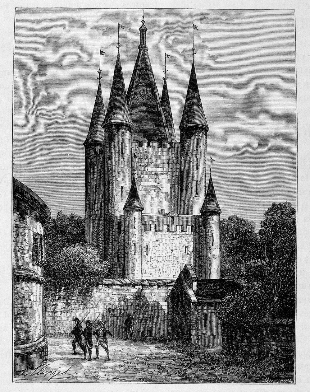 Tower of the Temple - engraving by Unknown artist