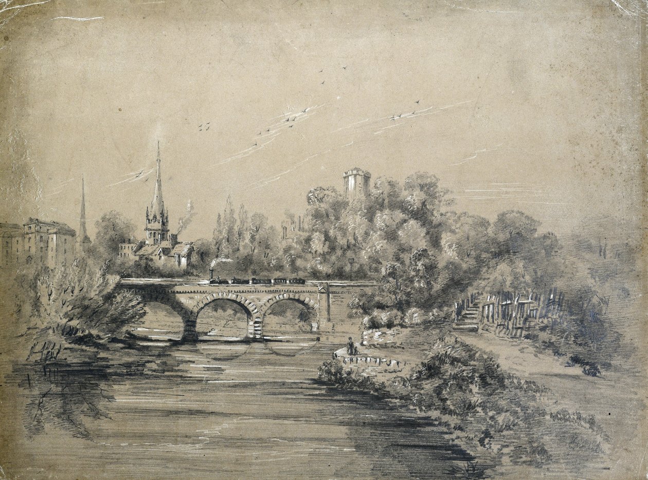 Train Crossing Bridge by Unknown artist