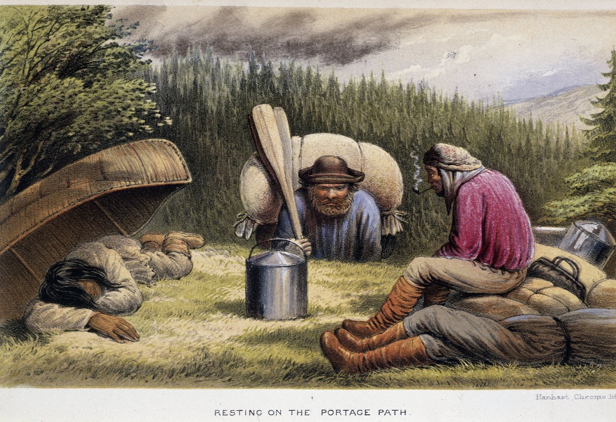 Transportation of Food: “Resting on the Portage Path” - in “Exploration of the Labrador Peninsula” by Hind, Henri Youle by Unknown artist