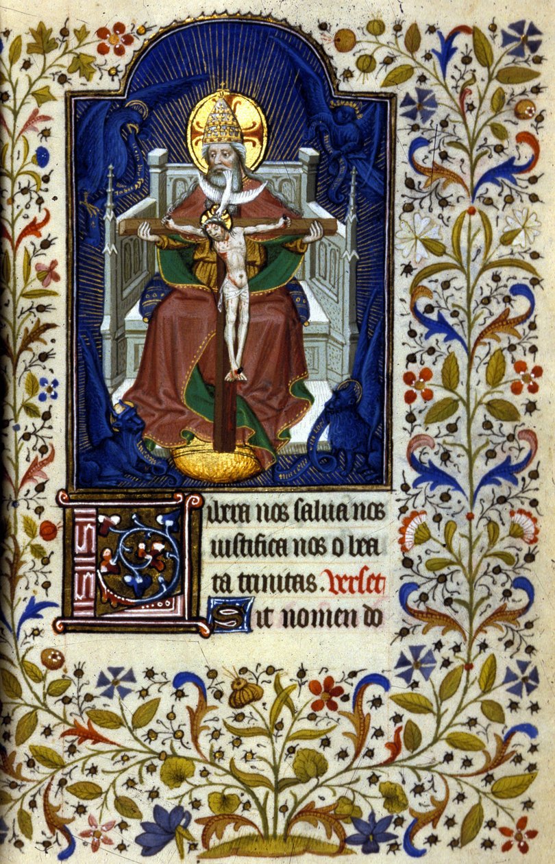 Trinity. Miniature, early 15th century. Bibl. Trivulziana, Milan by Unknown artist