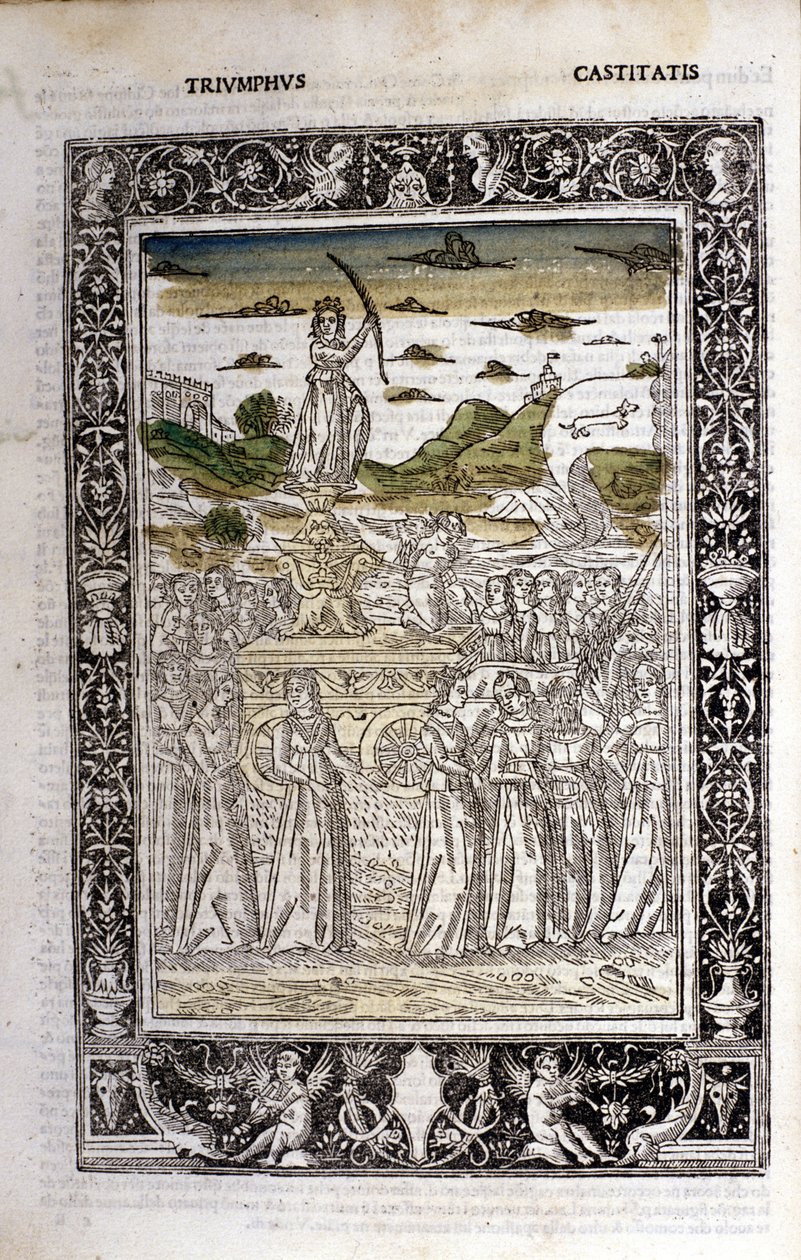 Triumph of the Chastity of Petrarch (Francesco Petrarca). Miniature. Bibl. Trivulziana, Milan. by Unknown artist