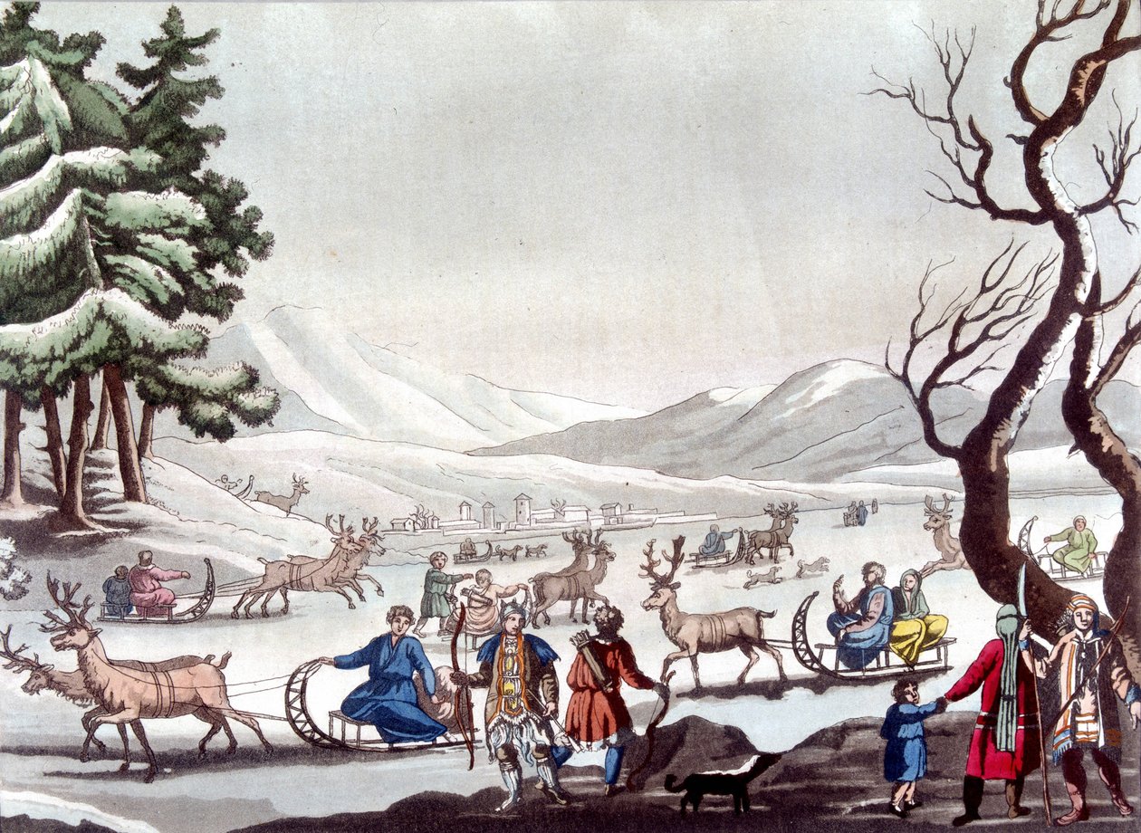 Tunguses, Siberia. Drawing by Cartelli. Bibliotheque des Arts Décoratifs de Paris. 