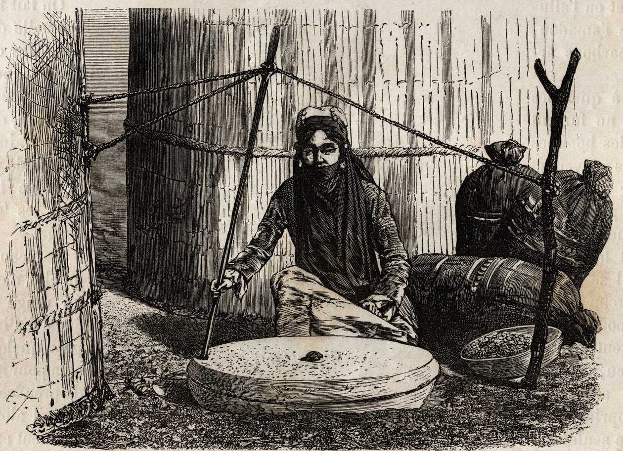 Turcoman Woman Using the Grain Grinding Wheel by Unknown artist