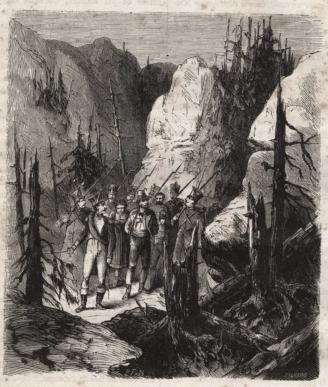 Tyrolean patriot Andreas Hofer (1767-1810) being arrested (engraving from 1879 in 
