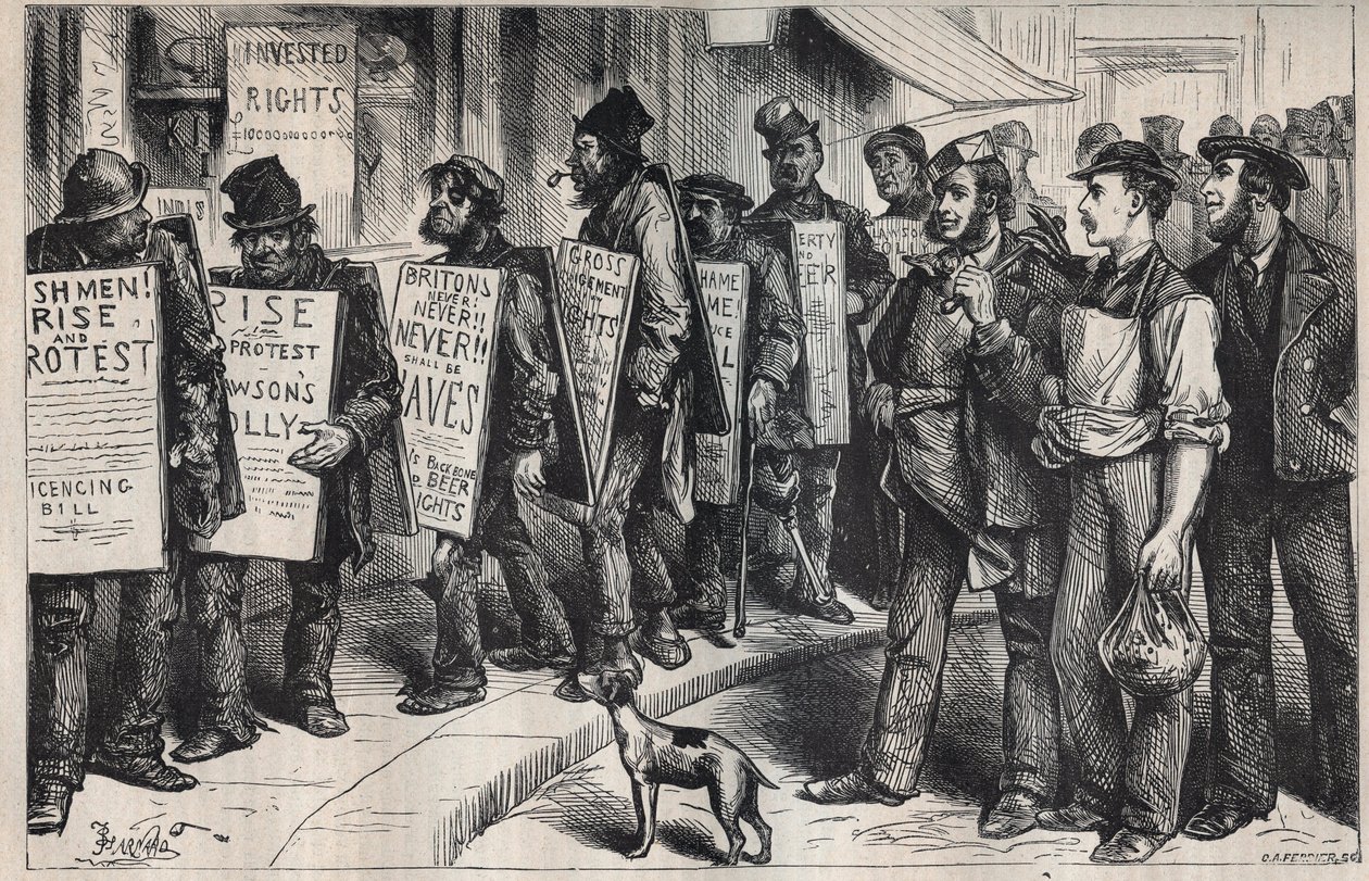 USA: protest on behalf of the League against drinking abuse 1875 by Unknown artist