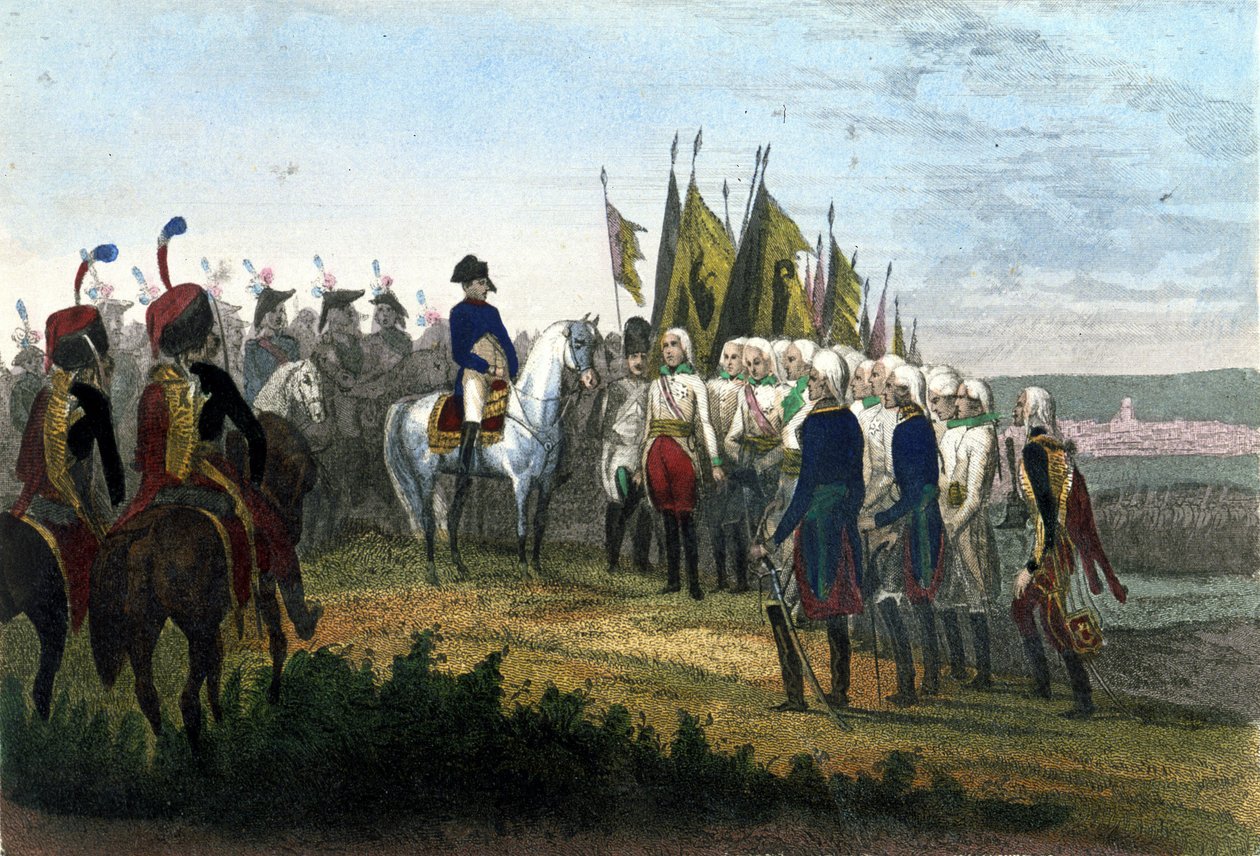 Ulm surrender. 20/10/1805. The Austrian army defeated the troops of Napoleon. Engraving of the 19th century. by Unknown artist