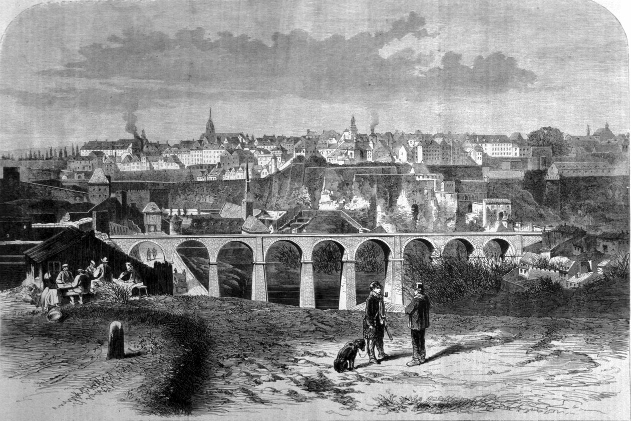 View of Luxembourg City. 19th Century Engraving by Unknown artist