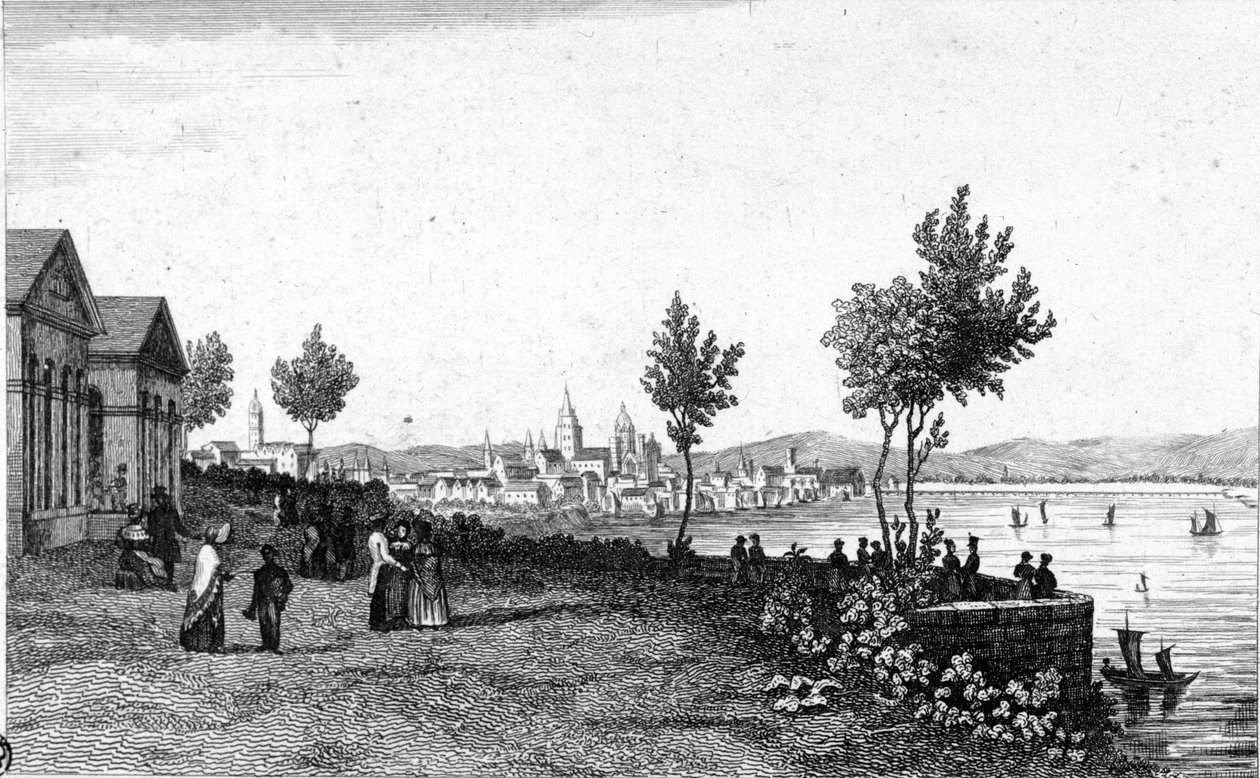 View of Mainz in Germany and the Rhine around 1830 by Unknown artist