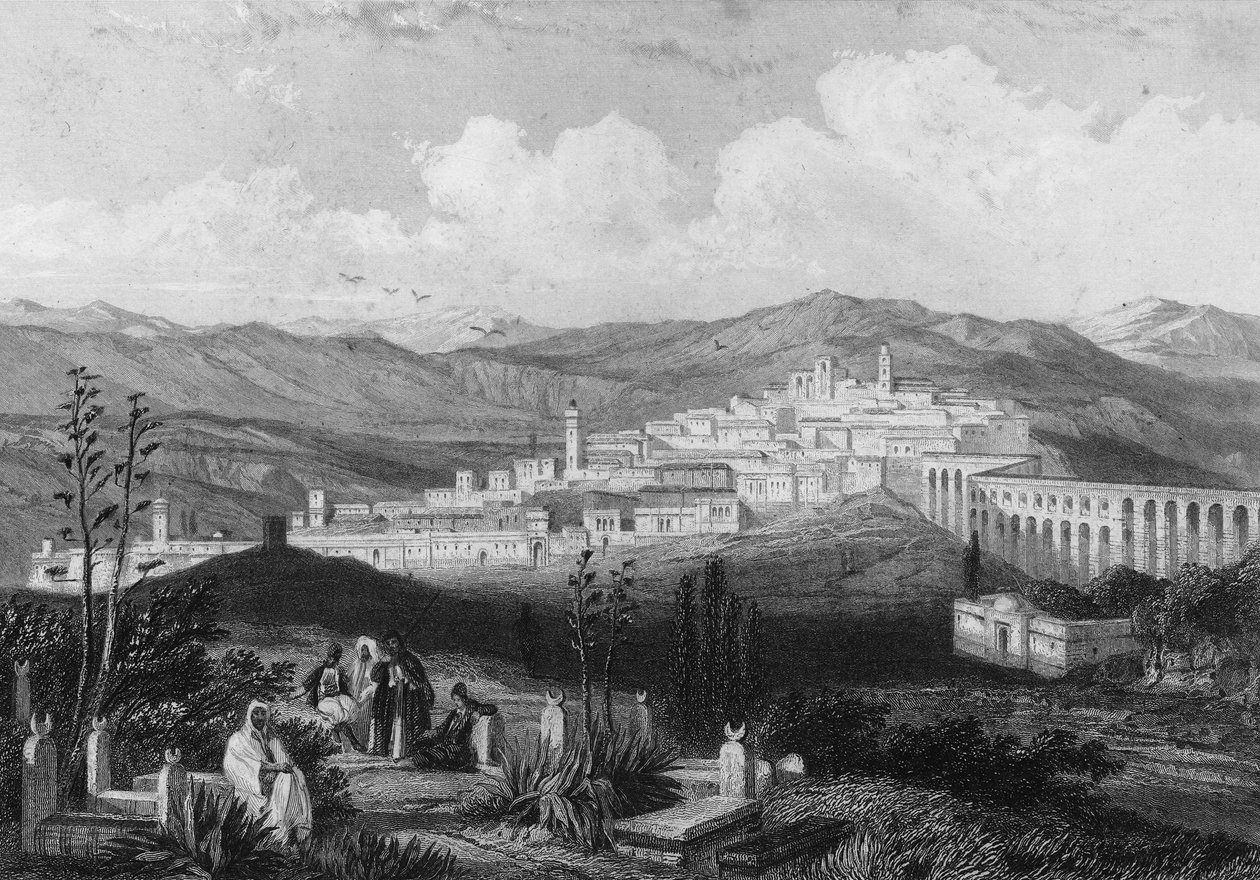 View of Medeah, ancient Roman fortress, in Algeria in the 19th century, in 