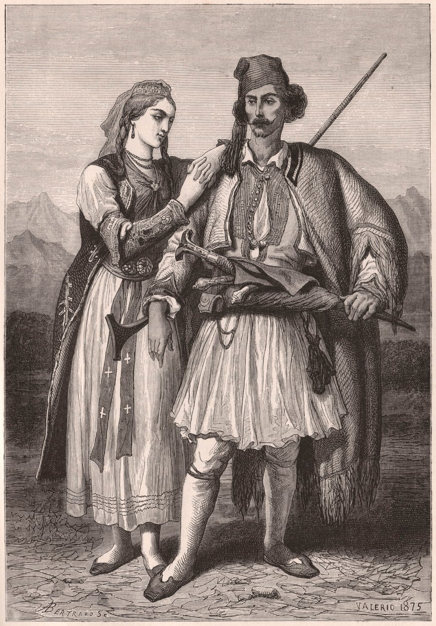 View of a Couple in Albanian Traditional Costume in the XIX Century by Unknown