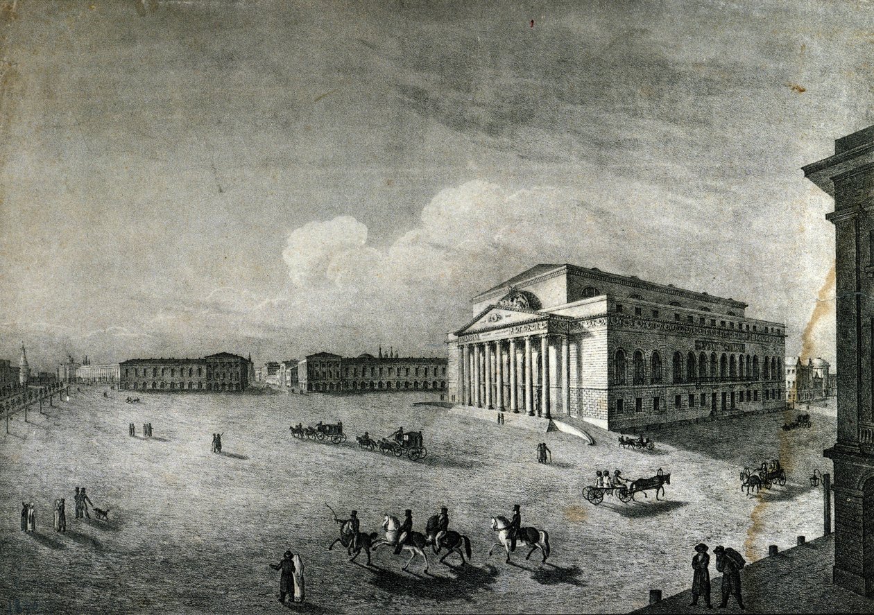 View of the Bolshoi Theatre in Moscow around 1840, Russia by Unknown artist