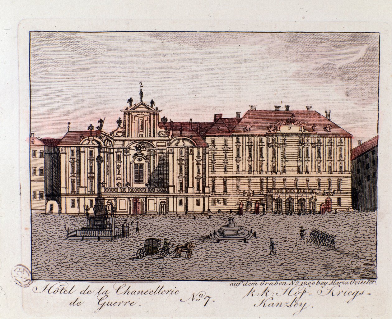 View of the Hotel of the War Chancery in Vienna, Austria. Engraving from 1815 by Unknown artist