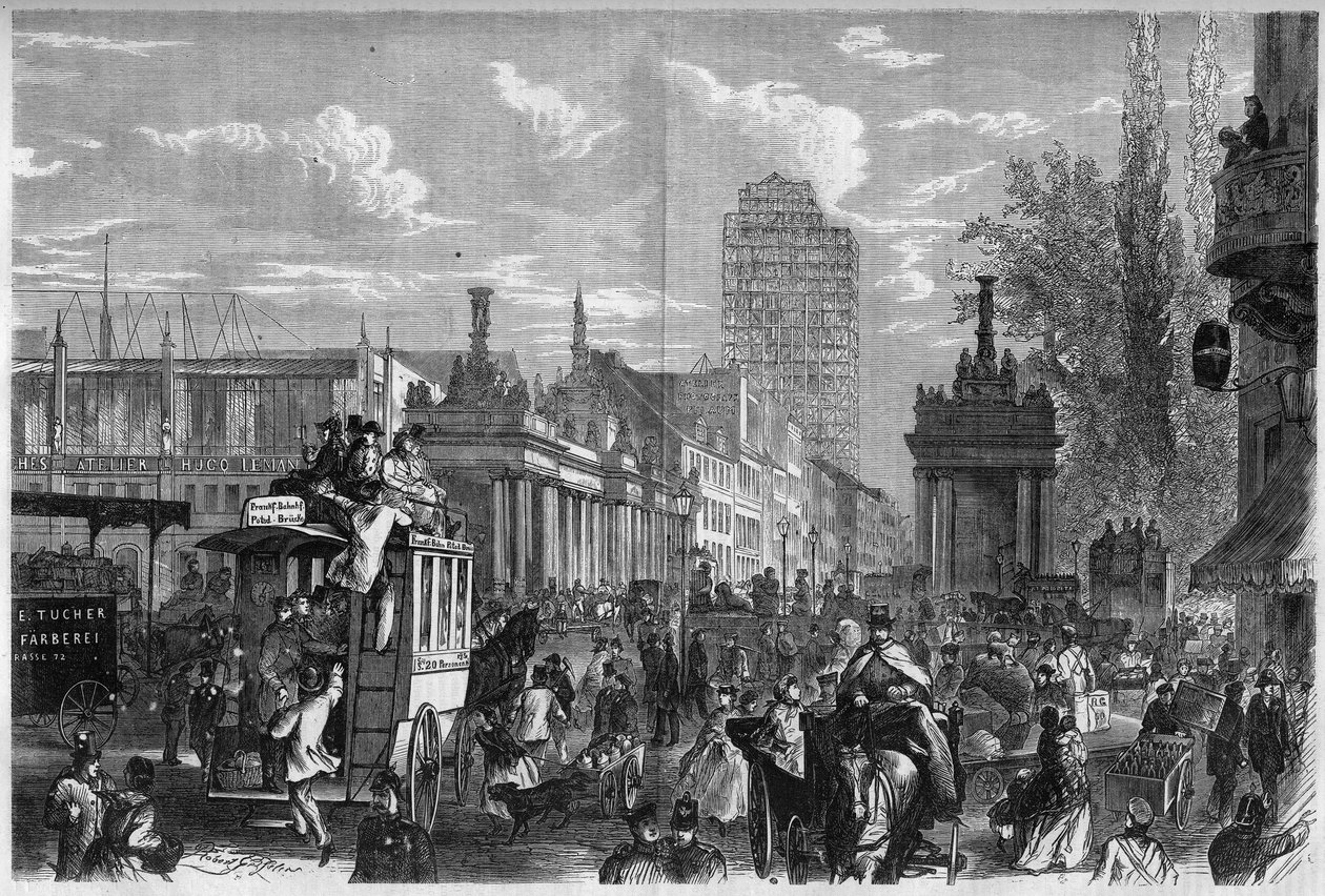 View of the Royal Bridge in Berlin, Germany. Engraving in 