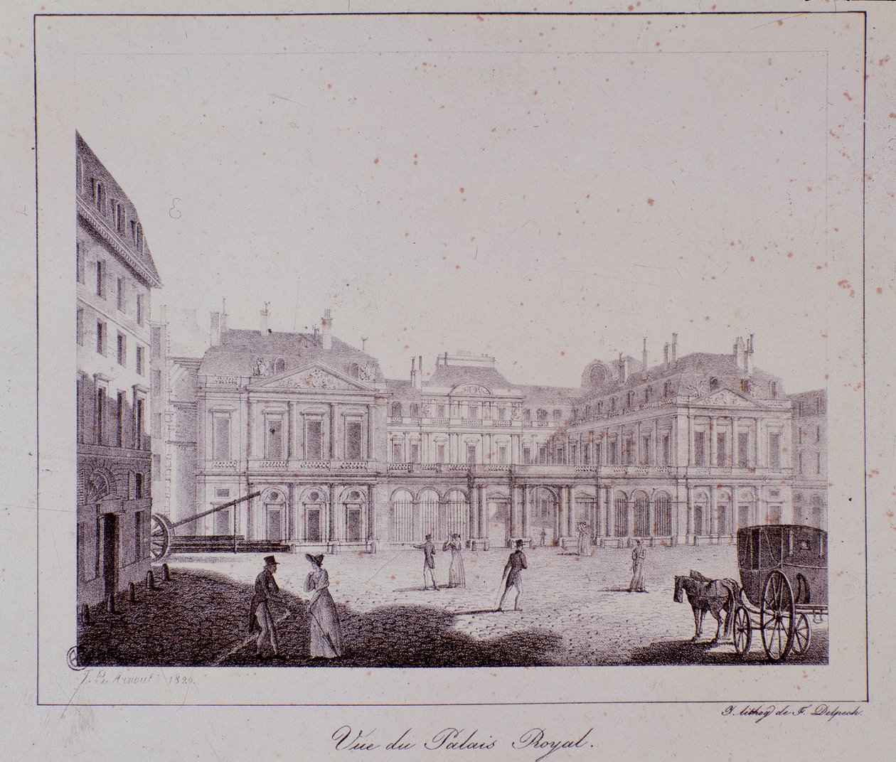 View of the Royal Palace in Paris. Engraving from 1820 by Unknown artist
