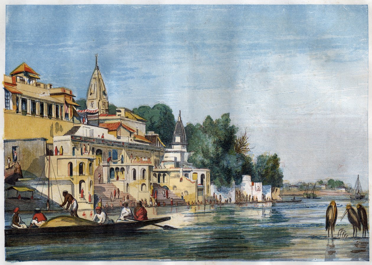 View of the Sutti Chowra Ghat on the Ganges, in Cawnpore, India in 1857 by Unknown artist