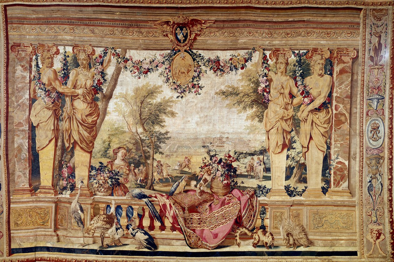 View of the castle of Vincennes. 17th century tapestry. Paris, national furniture by Unknown artist