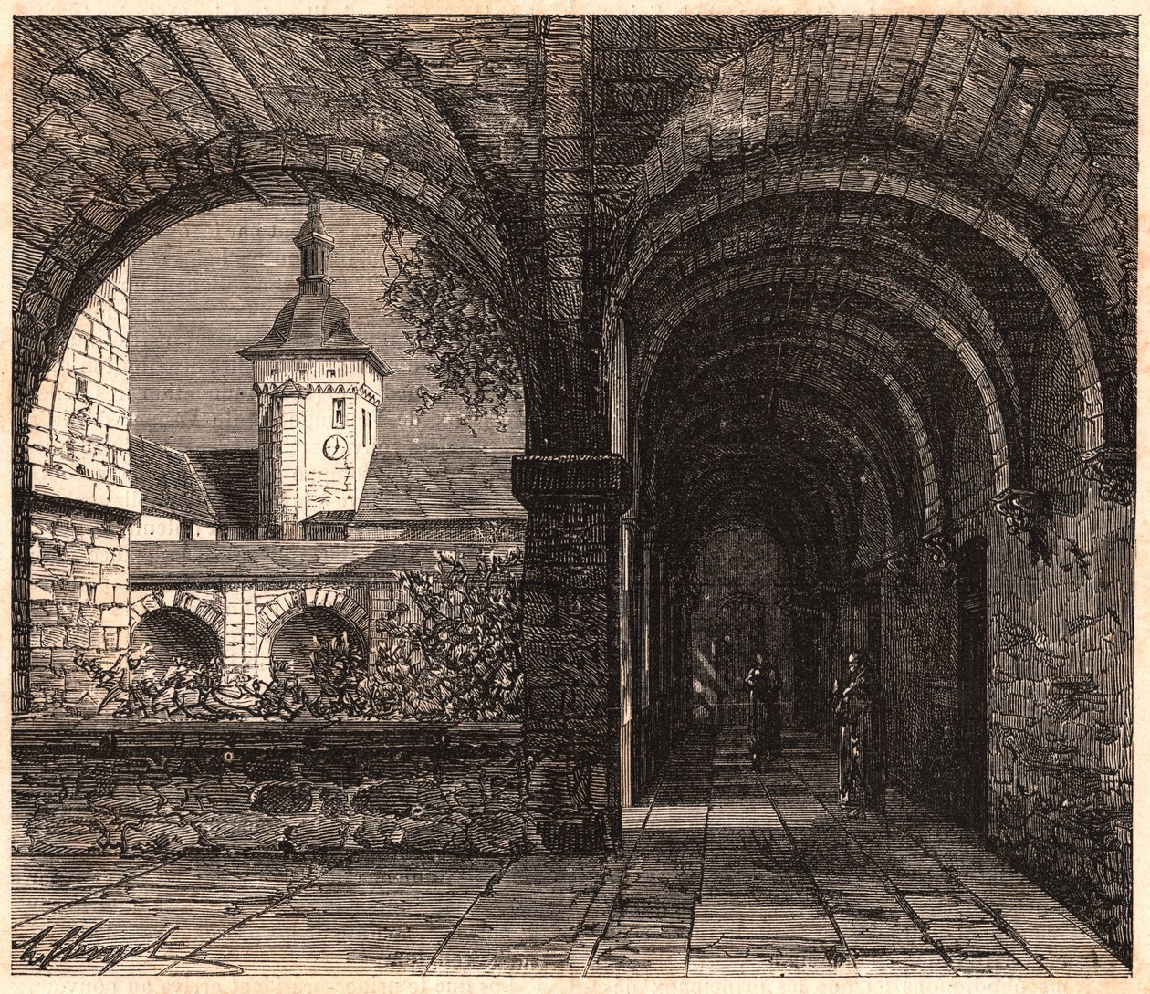 View of the Cloister of the Abbey of Solesmes by Unknown