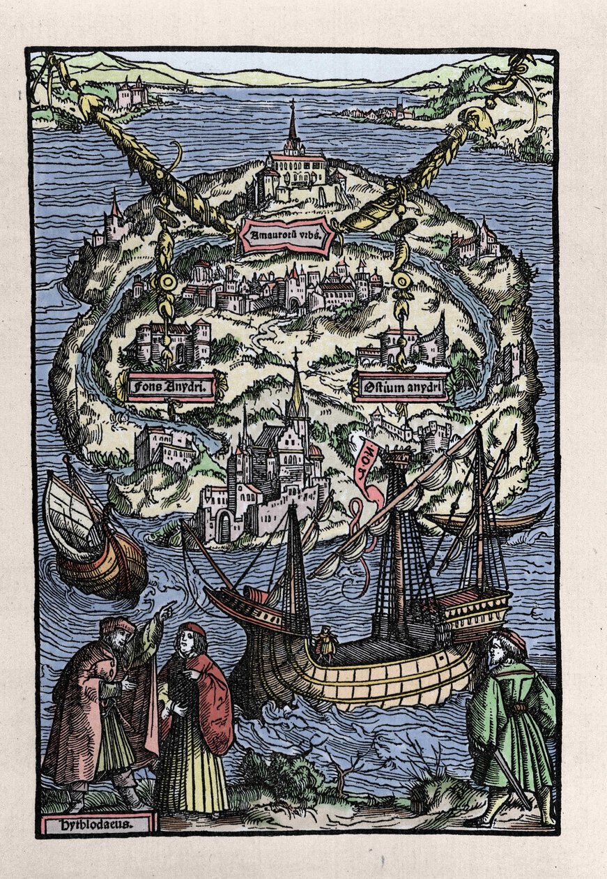 View of the island of Utopia from the book of Thomas More (1478-1535), 