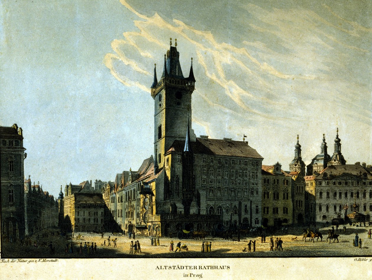 View of the old Prague City Hall around 1860 by Unknown artist