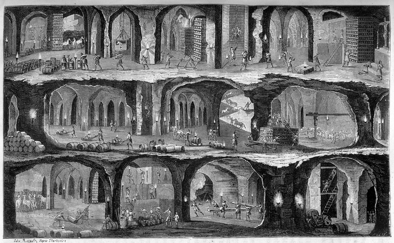 View of underground works in the salt mines of Wieliska, Gallicia. In Les wonders de l