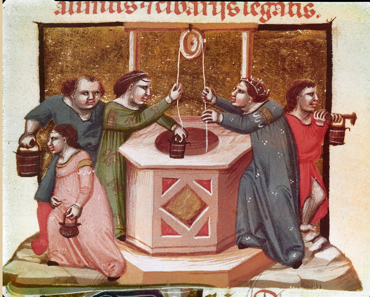 Villagers dragging water at the well by Unknown artist