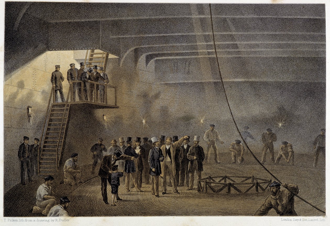 Visit of the Prince of Wales inside a boat laying the Atlantic telegraph cable by Unknown artist