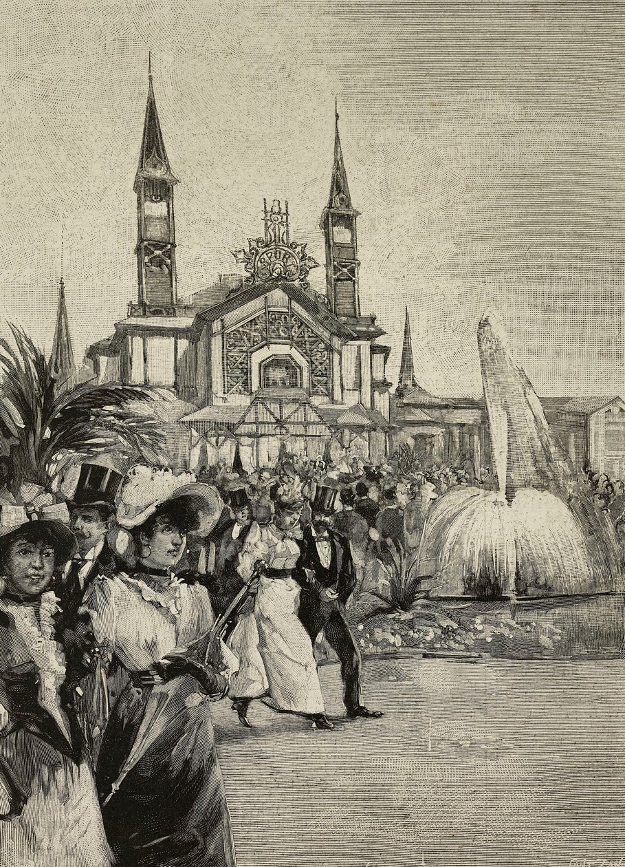 Visitors in Front of Sport Building at United Exhibitions, Milan, Italy by Unknown Artist