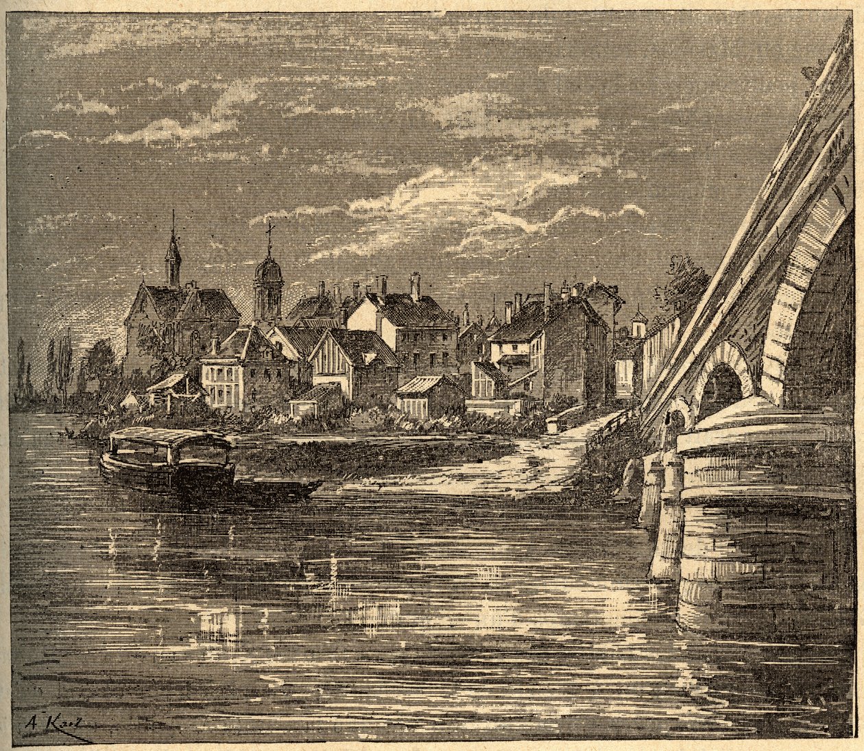 Vouziers - Ardennes - France - engraving in “PATRIE” - DESCRIPTION PICTURESQUE OF FRANCE IN 6 VOLUMES BY LUCIEN HUARD - end 19th century by Unknown artist