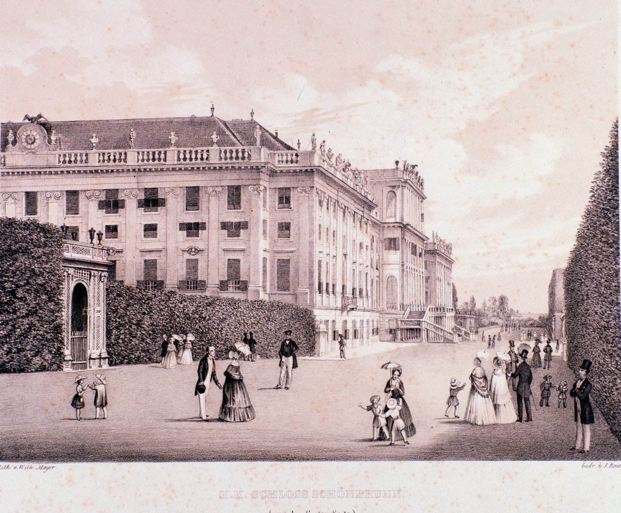 Walkers in the park of Schonbrunn Palace in Vienna by Unknown artist