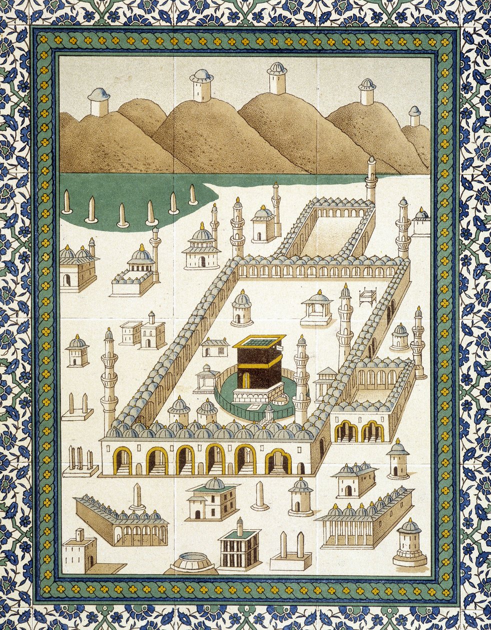 Wall faiences: panel representing the Kasbah (casbah) and its surroundings (Mecca) - in 