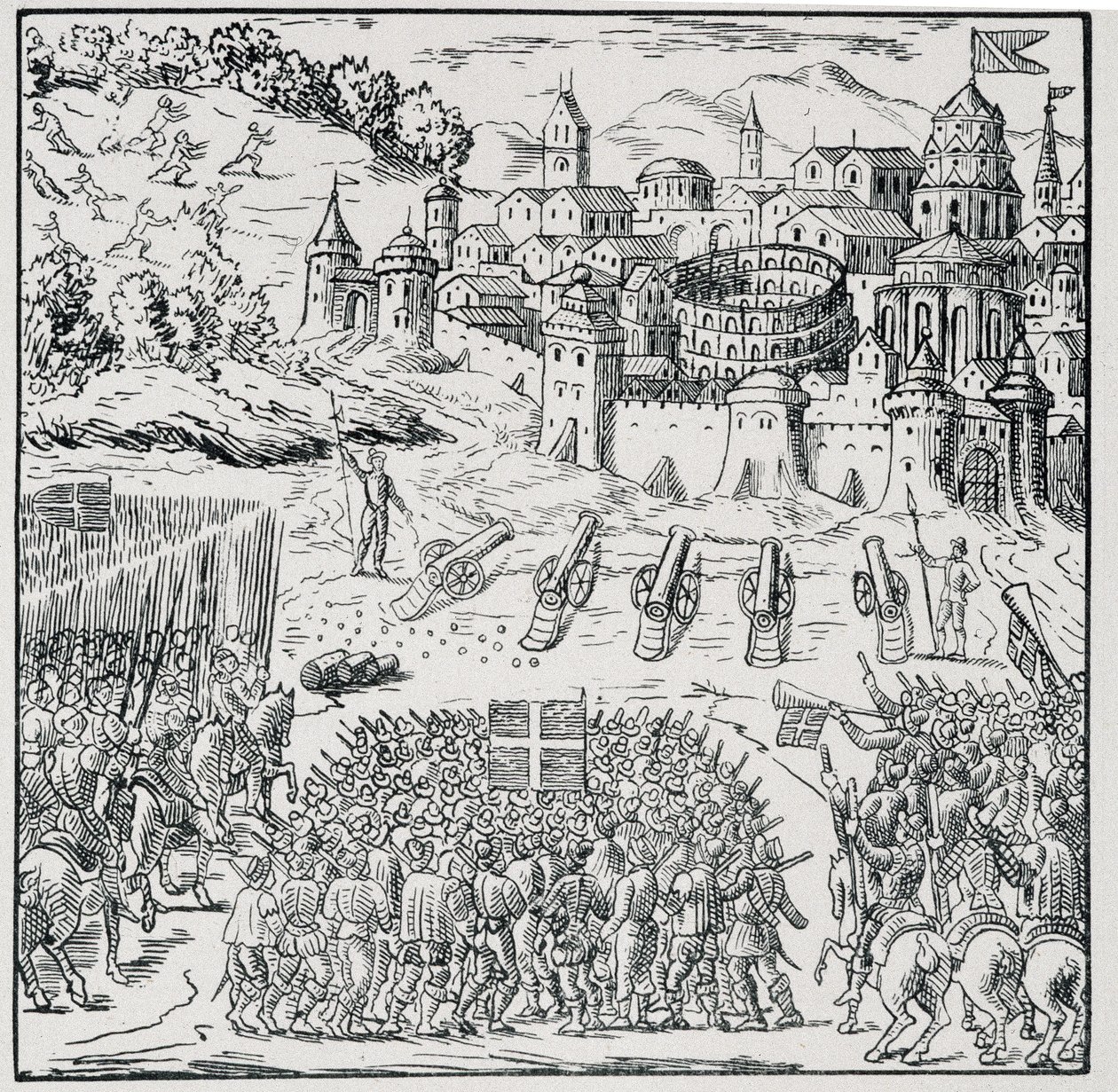 War of Religions: The City of Nîmes Besieged by the Army of the King (Henry III) in 1576 - in Collection of 39 Figures Representing the Calamities of France from 1562 to 1586 by Louis Perrin Imprimerie by Unknown artist