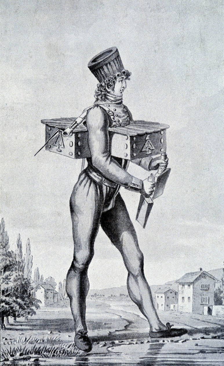 War suit of the 19th century. Engraving of the 19th century. by Unknown artist