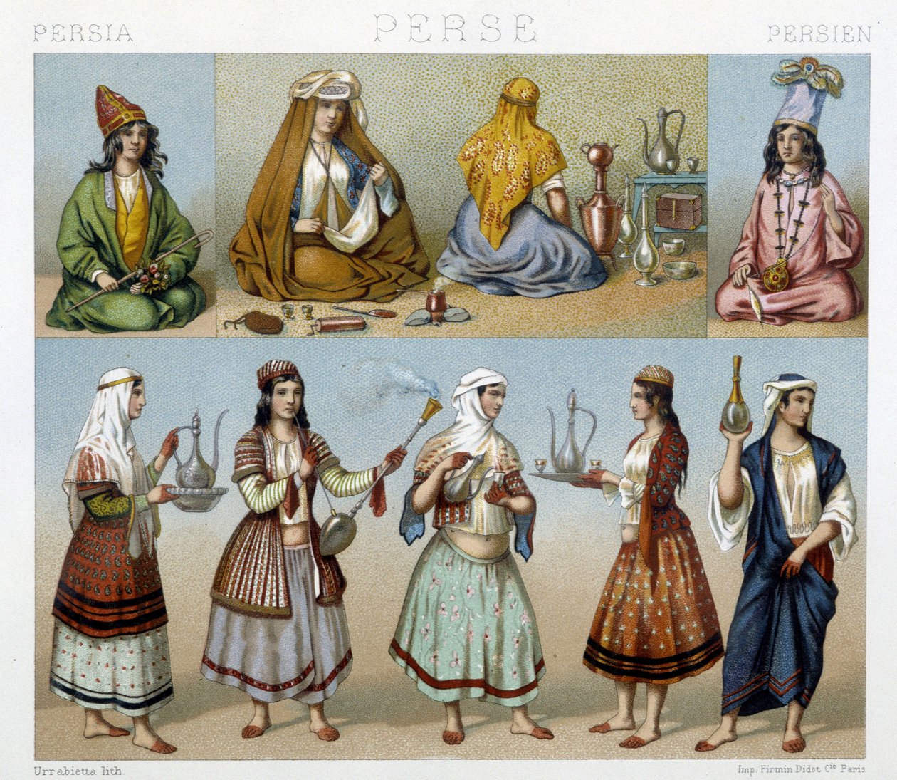 Women Preparing Tea and Female Costumes in Persia - in 