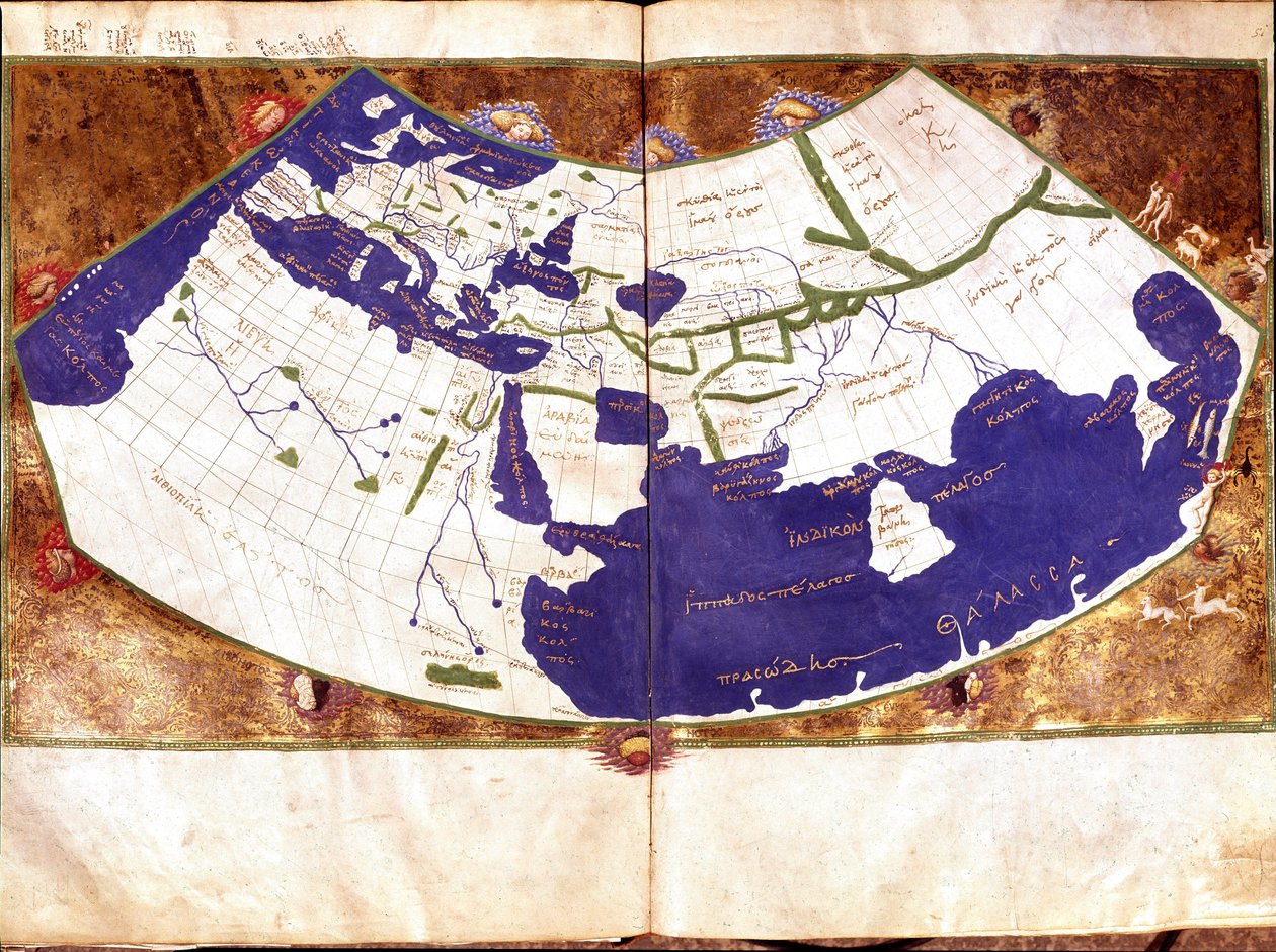 World map of Claudius Ptolemaeus, Greek astronomer and astrologer by Unknown artist