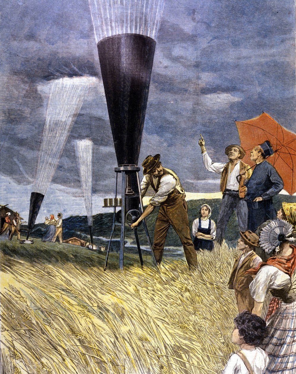 Barrel against the hail by the winegrowers in Italy in 1899 by Unknown artist