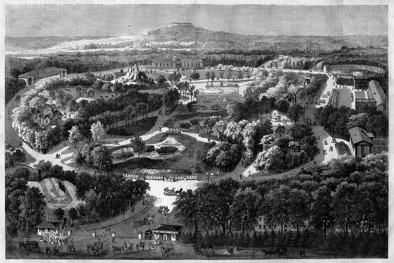 General View of the Garden of Acclimatization to the Bois de Boulogne Offered and Inaugurated by Napoleon III in 1860, Combining Nature, Lush Flora and Exotic Animals, in L