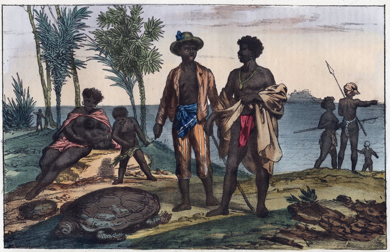Inhabitants of the Islands of Cape Verde - Engraving from 'Usi e ...
