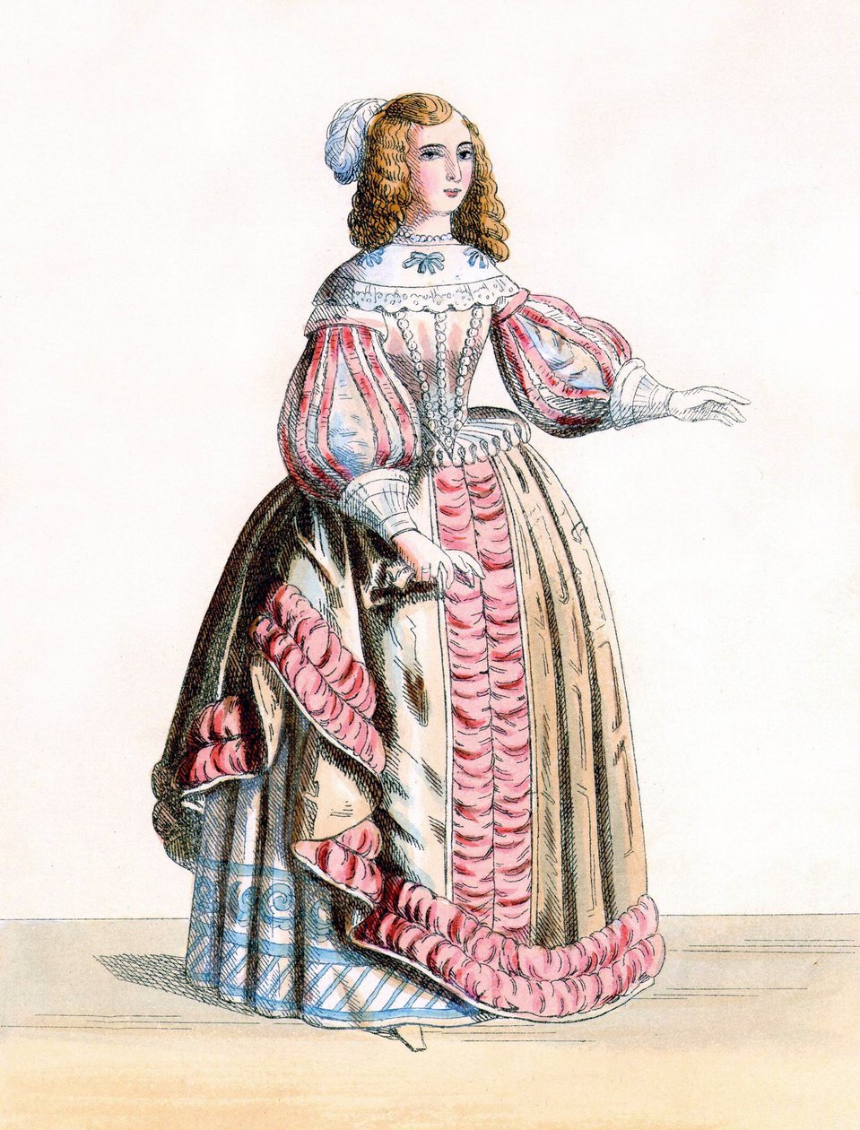 Portrait of Catherine de Braganza (1638-1705), Queen consort of King Charles II of England. engraving of 1860 by Unknown artist