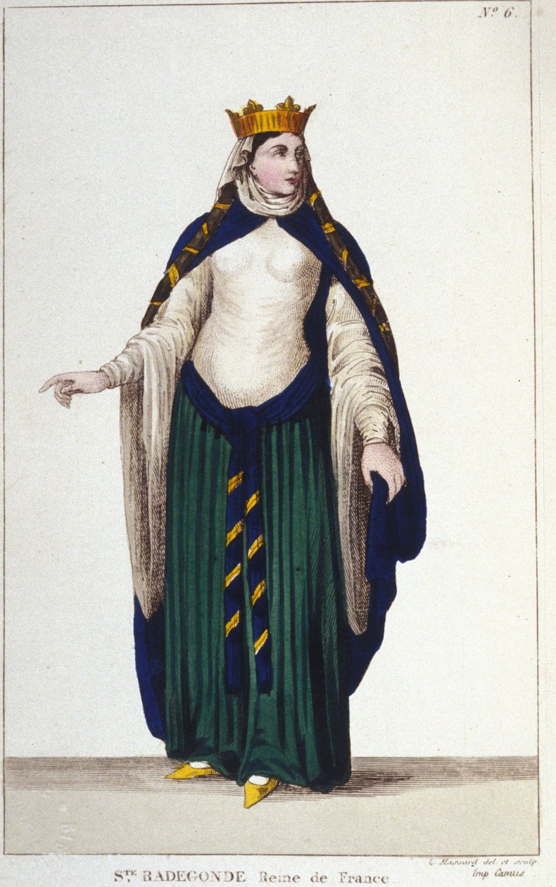 Portrait of Saint Radegonde, Queen of the Francs, wife of Clotaire I (engraving of 1830) by Unknown artist