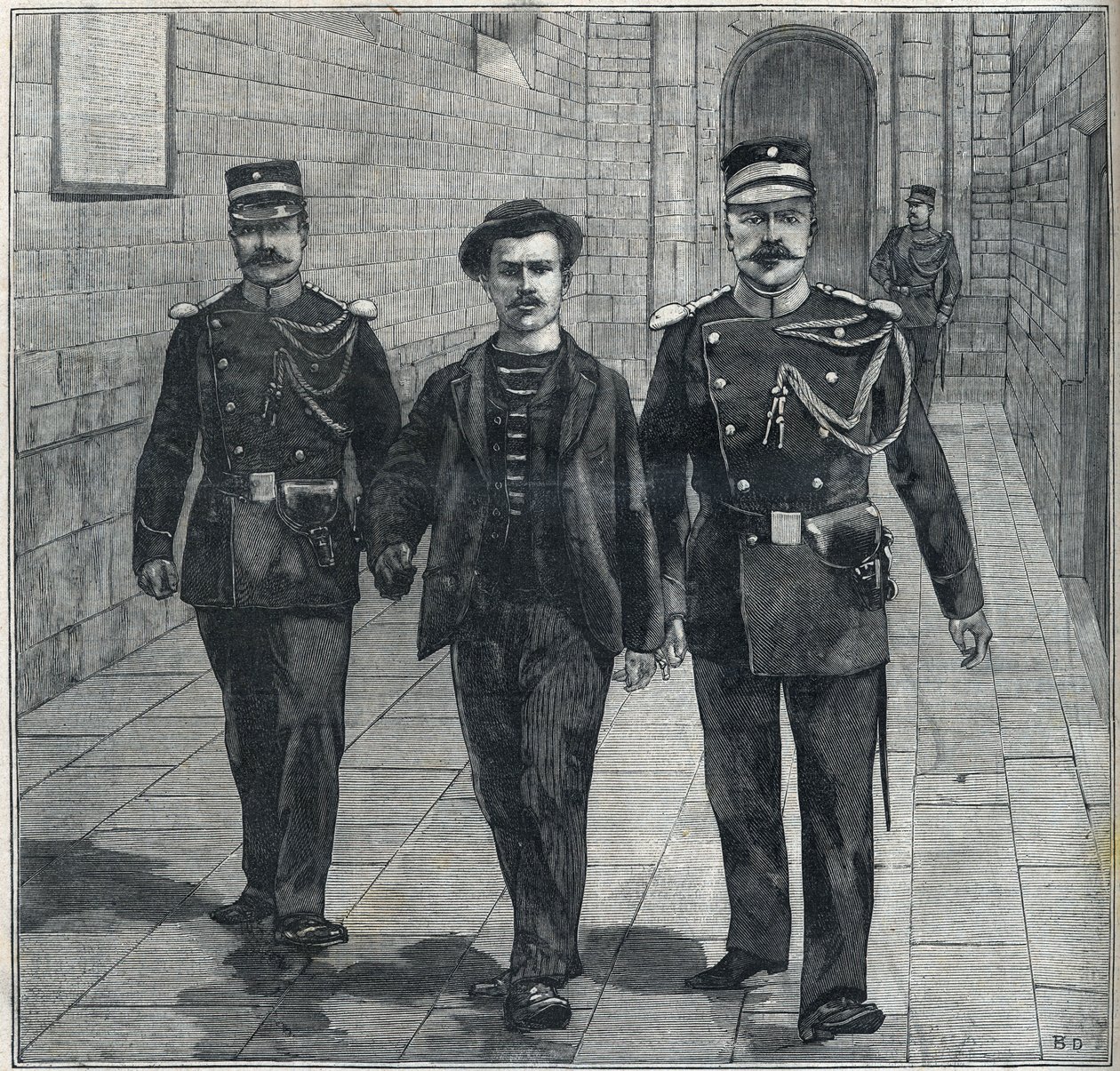 The Italian anarchist Luigi Luccheni assassin of the Empress Elizabeth of Austria (Sissi) brought to the Court of Justice in 1898 by Unknown artist