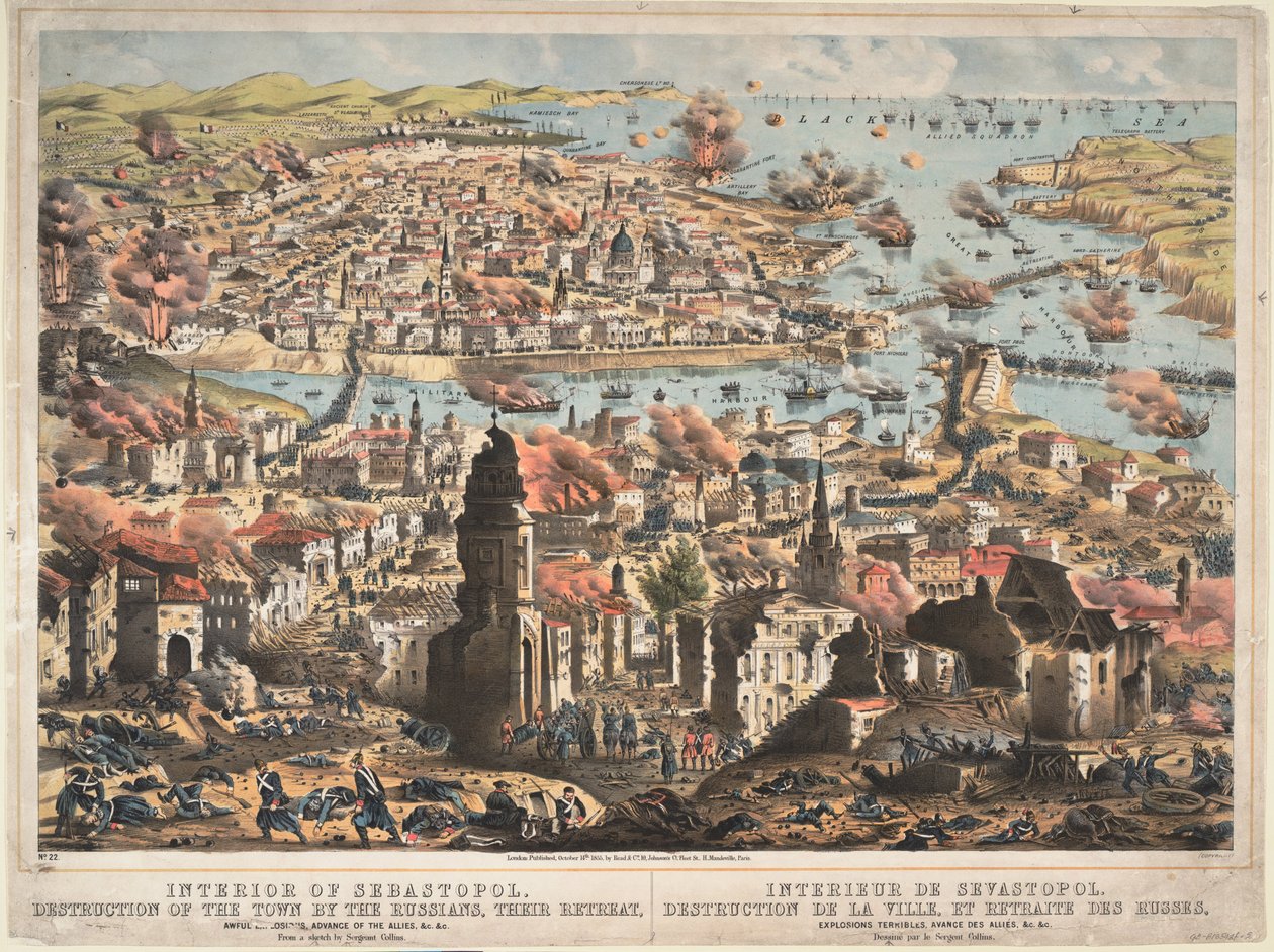 Interior of Sevastopol, Destruction of the Town by the Russians, Their Retreat by Unknown artillery officer