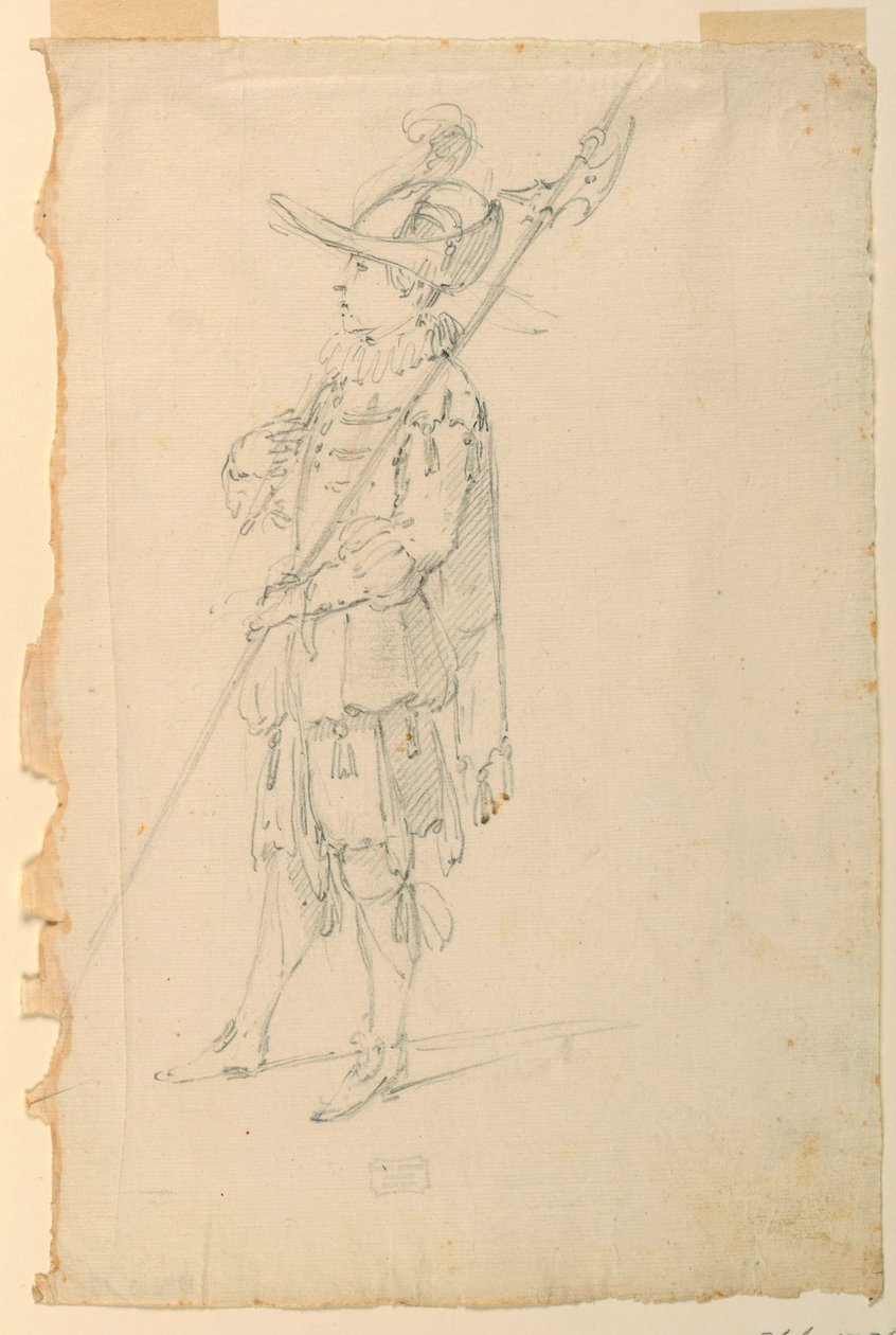Costume Design: A Halberdier for a Ballet, ca. 1720 by Unknown artistUnknown artist