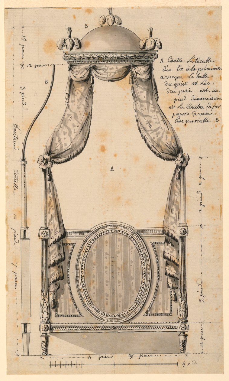 Design for a Bed in the Polish Style, 1780 by Unknown artistUnknown artist