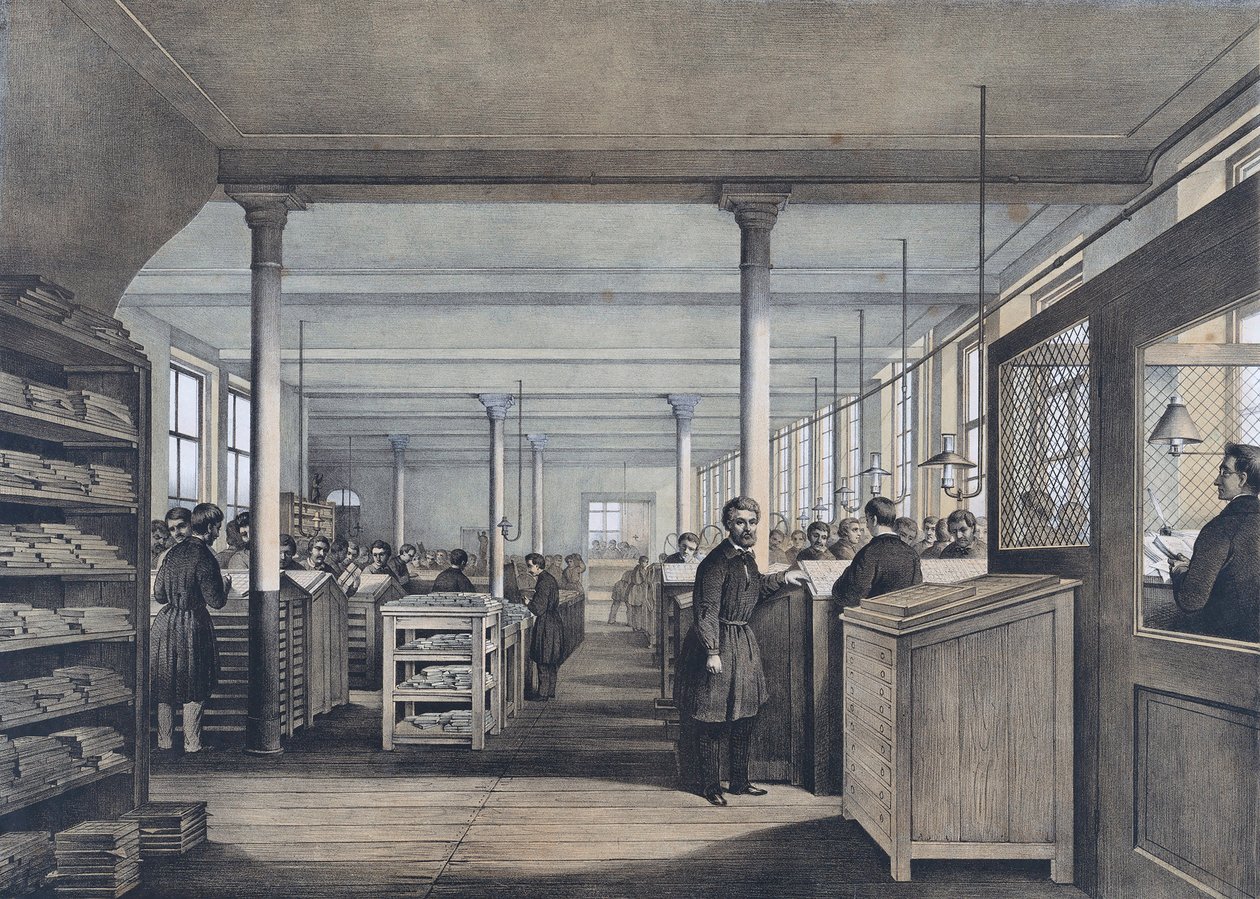 A 19th Century European Print Shop by Unknown artist